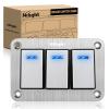 imageNilight90111F 6 Gang Aluminum Rocker Switch Panel Toggle Dash 5 Pin ONOff PreWired Rocker Switch Blue Backlit Switch for Automotive Car Marine Boat RV2 Years WarrantySilver