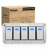 imageNilight90111F 6 Gang Aluminum Rocker Switch Panel Toggle Dash 5 Pin ONOff PreWired Rocker Switch Blue Backlit Switch for Automotive Car Marine Boat RV2 Years WarrantySilver