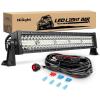 imageNilight  ZH003 20Inch 126W Spot Flood Combo Led Light Bar 4PCS 4Inch 18W Spot LED Pods Fog Lights for Jeep Wrangler Boat Truck Tractor Trailer OffRoad 2 Years Warranty22Inch Light  Wiring Harness
