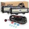 imageNilight 12Inch 300W LED Light Bar Spot Flood Amber White Strobe 6 Modes with Memory Function OffRoad Truck Car ATV SUV Cabin Boat with 16AWG Wiring Harness Kit1 Lead2PCS White Lights Wiring