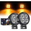 imageNilight 2 PCS 3 Inch LED Pods Round 1500LM Builtin EMC Work Light 90 Flood Beam Angle Offroad Side Lights w 16AWG DT Wiring Kit for Tractor Truck Boat ATV UTVAmber