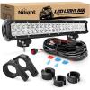 imageNilight 20 Inch 126W Spot Flood Combo LED Light Bars OffRoad Light Mounting Bracket Horizontal Bar Tube Clamp with Off Road Wiring Harness 2 Years Warranty White