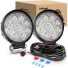imageNilight 2PCS 27W Round Flood Driving Lamp Waterproof Jeep Off Road Fog Lights with Off Road Wiring Harness 2 LeadsWhite