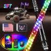 imageNilight 2PCS 3FT RGB LED Whip Light Remote App Control wDIY Chasing Patterns Stop Turn Reverse Lighting Modes Safety Lighted Antenna for ATV UTV Polaris RZR Canam Dune Buggy Jeep