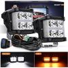 imageNilight 3 Inch Cube LED Pod Light Bar 20W 2100LM Super Flood ScrewLess Offroad Driving Work Lights w16AWG DT Wiring Harness Kit for Truck UTV 4x4 ATV Motorcycle4LED Sideshooter Spot Pod w Amber DRL