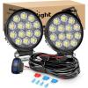 imageNilight 45Inch 42W 4200LM Amber LED Light Pods Round Flood Lights for Off Road Roof ampamp Fog  16AWG Wiring Harness Kit2 Leads2Pcs LED Pods Wiring Harness