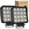 imageNilight 45Inch 42W 4200LM Amber LED Light Pods Round Flood Lights for Off Road Roof ampamp Fog  16AWG Wiring Harness Kit2 LeadsSquare LED Pod Lights