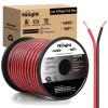 imageNilight 50FT 16AWG Copper Clad Aluminum Wire 162 Gauge Red Black CCA Electrical Cable 2 Conductor Parallel 12V24V DC Flexible Extension Cords for Car Audio Radio Speaker Amplifier14AWG100FT