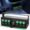 imageNilight 6 Gang Rocker Switch Box 12V SPST ON Off Switch QC 30 USB Charger Voltmeter Waterproof Aluminum Rocker Switch Panel Night Glow Stickers for Boats Cars RVs Trucks 2 Years WarrantyBlueType C USB Box 6Gang Switch Green