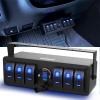 imageNilight 6 Gang Rocker Switch Box 12V SPST ON Off Switch QC 30 USB Charger Voltmeter Waterproof Aluminum Rocker Switch Panel Night Glow Stickers for Boats Cars RVs Trucks 2 Years WarrantyBlueDual USB Box 6Gang Switch Blue