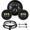 imageNilight 7 Inch Motorcycle LED Headlight 45 Inch Fog Lights Auxiliary DOT Kit Compatible with Harley Davidson Electra Street Glide Fat Boy Road King Heritage Softail CVO Black7Inch Headlight 45Inch Fog Lights Black