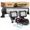 imageNilight 73003CA 22Inch 150W Double Row 15000LM 7D Flood Spot Combo Beam LED Light Bar120W Light 2Pcs 18W LED Pods Wiring Harness