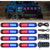 imageNilight 8PCS LED Strobe lights 12V Sync Feature Amber White 12 24LED Emergency Hazard Warning Lights with Controller for Cars Trucks RVs Campers 2 Years WarrantyRedBlue with Controller