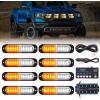 imageNilight 8PCS LED Strobe lights 12V Sync Feature Amber White 12 24LED Emergency Hazard Warning Lights with Controller for Cars Trucks RVs Campers 2 Years WarrantyAmberWhite with Controller