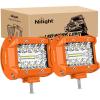 imageNilight LED Light Bar 2PC 4Inch 60W Flood Spot Combo Triple Row Driving Lamp Roof Bumper Off Road Work Lights for Van Camper Wagon Car Pickup Golf Cart ATV UTV SUV Truck Boat 4x42Pcs Amber Shell with White Light