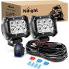 imageNilight LED Light Bar 2PCS 18W Spot Led Pods Led Off Road Lights 12V 5Pin Rocker Switch LED Light Bar Wiring Harness Kit 2 Leads for Truck SUV ATV UTV White2Pcs 4 Spot Lights