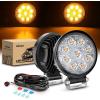 imageNilight LED Light Bar 2PCS 45 Inch 27W Amber Pods Round Spot Lighting Off Road Fog Driving Roof Bar Bumper for SUV Truck with 16AWG Wiring Harness Kit 2 Leads