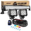 imageNilight LED Light Bar 33Inch Triple Row Spot Flood Combo Lights Red Shell with Wiring Harness Kit for Fog Driving Work Lighting on OffRoad Truck SUV ATV UTV180W Light 2Pcs 18W LED Pods Wiring Harness
