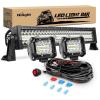 imageNilight Led Light Bar 22Inch 480W Triple Row Flood Spot Off Road Driving Lights 2PCS 4 Inch 60W Cube LED Pods Lights with OffRoad Wiring Harness3 Leads for Boat Truck UTV ATV 2 Year WarrantyWhite 1 Mode