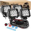 imageNilight Led Pods 2PCS 4 Inch 18W Spot LED Light Bar Off Road Lights Driving Fog Lights with 16AWG Wiring Harness Kit2 Leads for Van Camper Car Pickup Golf Cart ATV UTV SUV Truck Boat 4x4Led Pods 4PcsWiring Harness