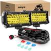 imageNilight Side Shooter LED Light Bar 2PCS 7 Inch Triple Row Spot Flood Combo Yellow Beam Pods with 5Pin Rocker Switch Wiring Harness Kit for Off Road Lighting on Truck SUV ATV UTVYellow Led Pods  Wiring