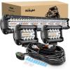 imageNilight Side Shooter LED Light Bar Set 20 Inch Triple Row Spot Flood Combo Lights 2PCS 43quot Pods with 5Pin Rocker Switch Wiring Harness Kit for Truck SUV ATV UTVAmberWhite 6 Modes