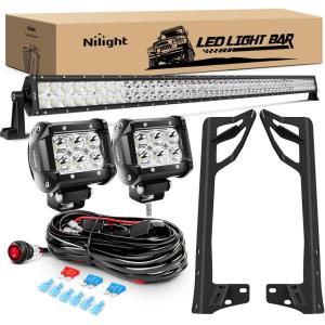 imageLED Light Bar Nilight 52 Inch LED Work Light Spot Flood Combo LED Lights Led Bar Driving Off Road Lights2 Years Warranty52Inch Light LED PodsHarnessJK Mounting Bracket