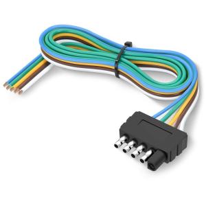 imageNilight  10039W 4 Pin Flat Trailer Wiring Harness Kit 18AWG 25Feet Male 4Feet Female WishboneStyle Wiring Harness Extension kit for Utility Boat Trailer LightsMale End 5Pin Wiring Harness 22inch