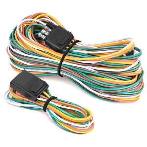 imageNilight  10039W 4 Pin Flat Trailer Wiring Harness Kit 18AWG 25Feet Male 4Feet Female WishboneStyle Wiring Harness Extension kit for Utility Boat Trailer Lights4 Pin Trailer Wiring Harness