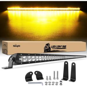 imageNilight  40007CA 51Inch 250W Super Slim Spot Flood Combo Bar Driving Fog Single Row Off Road LED Lights2 Style Mounting Brackets WhiteAmber