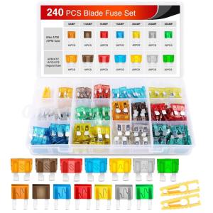 imageNilight  50018R 240pcs Standard and Mini Blade Fuses Set5A 75A 10A 15A 20A 25A 30A ATC APR ATO ATS Standard and ATM APM Mini Automotive Blade Fuse Assortment Kit BlackSliverPinkGreen240PCS Blade Fuses