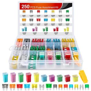imageNilight  50018R 240pcs Standard and Mini Blade Fuses Set5A 75A 10A 15A 20A 25A 30A ATC APR ATO ATS Standard and ATM APM Mini Automotive Blade Fuse Assortment Kit BlackSliverPinkGreen250PCS Fuses  box fuses