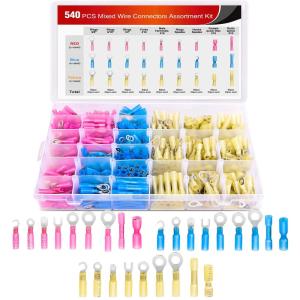 imageNilight  50027R 250 PCS Heat Shrink Spade Connectors Quick Disconnect Wire Connectors Electrical Spade Terminals Heat Shrink Fully Insulated Male and Female Wire Spade Connectors2 Years Warranty540Pcs Mixed Heat Shrink Terminals