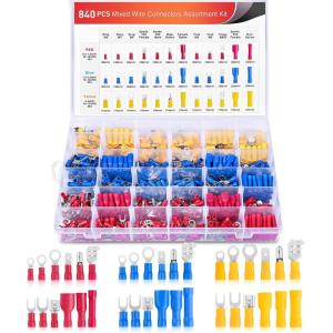 imageNilight  50027R 250 PCS Heat Shrink Spade Connectors Quick Disconnect Wire Connectors Electrical Spade Terminals Heat Shrink Fully Insulated Male and Female Wire Spade Connectors2 Years Warranty840PCS Mixed Crimp Terminals