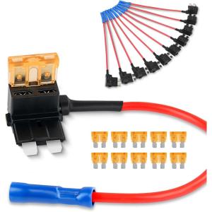 imageNilight  50034R 10 Pack 12V Car AddACircuit Fuse Tap Adapter Mini Atm Apm Blade Fuse Holder with 120 PCS Mini Blade Fuse Assortment Kit 5 75 10 15 20 25 30 AMP for CarsTrucksBoatsMulticolor