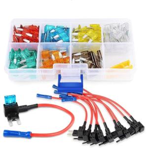 imageNilight  50034R 10 Pack 12V Car AddACircuit Fuse Tap Adapter Mini Atm Apm Blade Fuse Holder with 120 PCS Mini Blade Fuse Assortment Kit 5 75 10 15 20 25 30 AMP for CarsTrucksBoats10PCS Fuse Tap120 PCS Mini Fuse