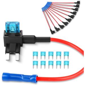 imageNilight  50034R 10 Pack 12V Car AddACircuit Fuse Tap Adapter Mini Atm Apm Blade Fuse Holder with 120 PCS Mini Blade Fuse Assortment Kit 5 75 10 15 20 25 30 AMP for CarsTrucksBoats10Pcs Mini