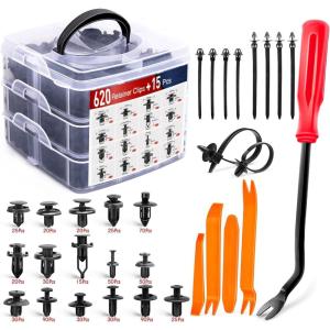 imageNilight  CL86 635Pcs Car Push Retainer Clips16 Most Popular Sizes Nylon Bumper Fender Rivets Kit with 10 Cable Ties and Fasteners Remover for Toyota GM Ford Honda Acura Chrysler