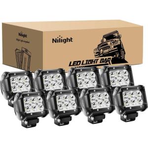 imageNilight  NI 06A18W LED Light Bar 8PCS 18W 1260lm Spot led pods Driving Fog Light Off Road Lights Bar Jeep Lamp2 years Warranty4 Inch