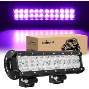 imageNilight  NI06A72W 12Inch 72W Spot Flood Combo Led Light Bar Off Road Lights Boat Lights Fog Light Driving Lights LED Work Light for Trucks 2 Years Warranty WhitePurple