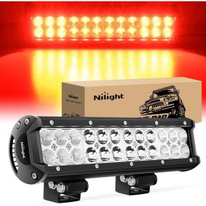 imageNilight  NI06A72W 12Inch 72W Spot Flood Combo Led Light Bar Off Road Lights Boat Lights Fog Light Driving Lights LED Work Light for Trucks 2 Years Warranty WhiteRed