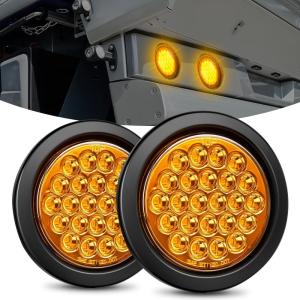 imageNilight  TL18 2PCS 4quot Round Red LED Trailer Tail Lights wSurface Mount Grommet Plugs IP67 Stop Brake Turn Tail Lights for Truck Trailer RV JeepAmber 2pcs 24Led