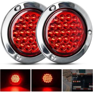 imageNilight  TL18 2PCS 4quot Round Red LED Trailer Tail Lights wSurface Mount Grommet Plugs IP67 Stop Brake Turn Tail Lights for Truck Trailer RV JeepRed screws 2pcs