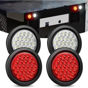 imageNilight  TL18 2PCS 4quot Round Red LED Trailer Tail Lights wSurface Mount Grommet Plugs IP67 Stop Brake Turn Tail Lights for Truck Trailer RV JeepRedWhite 4pcs 24Led