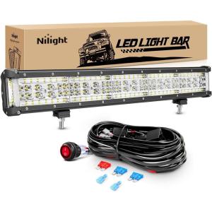 imageNilight  ZH006 LED Light Bar 20 Inch 126W Spot Flood Combo Led Off Road Lights with 16AWG Wiring Harness KitOne Lead 2 Years Warranty22Inch Side Shooter Light  Wiring harness