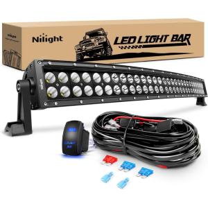 imageNilight  ZH410 32Inch 180W Curved LED Light Bar Work Light Spot Flood Combo Offroad Driving Lights with 16AWG Wiring Harness Kit 2 Year Warranty32Inch Curved 180W Light Wiring Harness