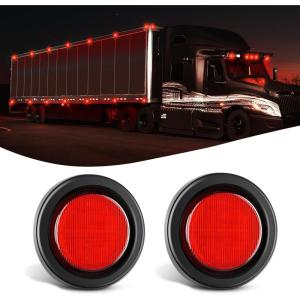 imageNilight 10 PCS 34 Inch Round Mini LED Clearance Light LED Front Rear Side Marker Indicator Light Bullet Marker Light for Truck RV Car Bus Trailer Van Caravan Boat 12V RedAmberRed 2cs
