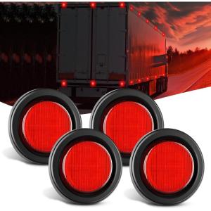 imageNilight 10 PCS 34 Inch Round Mini LED Clearance Light LED Front Rear Side Marker Indicator Light Bullet Marker Light for Truck RV Car Bus Trailer Van Caravan Boat 12V RedAmberRed 4cs