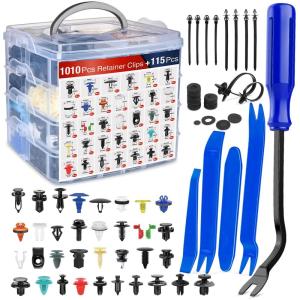 imageNilight 1115Pcs Car Push Retainer Clips Auto Fasteners Kit 32 Most Popular Sizes Nylon Bumper Fender Rivets with 5 Fasteners Remover 10 Cable Ties for Toyota GM Ford Honda Chevy1125Pcs