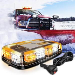 imageNilight 12 Inch Roof Top Strobe Lights 48LED Hazard Light Emergency Safety Warning LED Flashing Bar Magnetic Mount 12V 24V Cars Trucks Tractors Snow Plows Construction VehiclesAmber Mix White